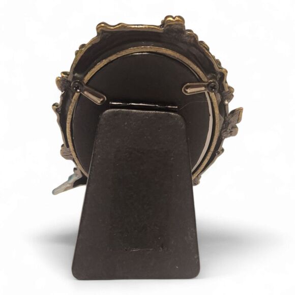 Vintage Enameled & Jeweled Picture Frame, 4"H, Flowers & Blue Bird – Butterfly - Picture 4 of 8